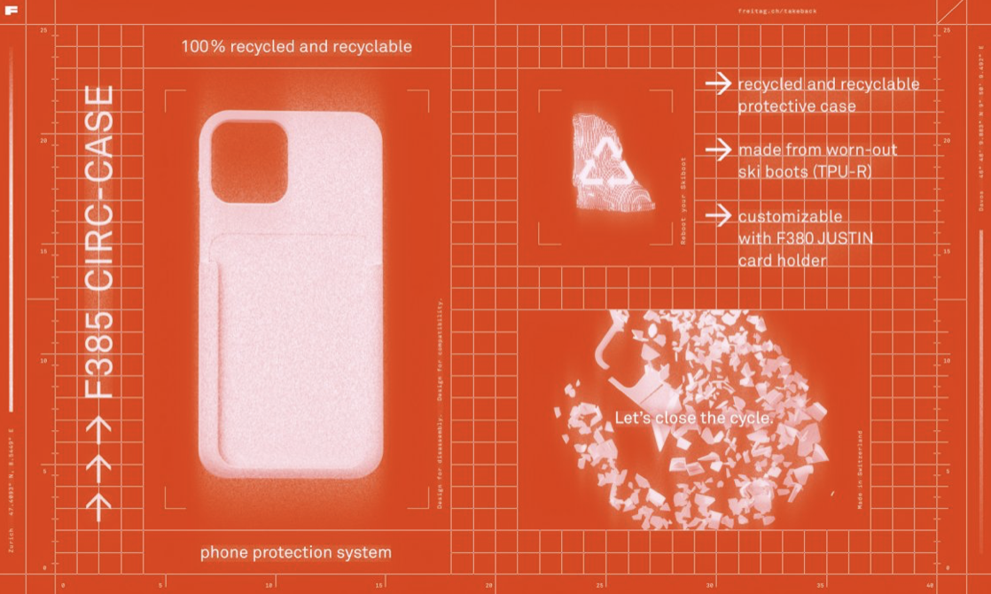 FREITAG geeft oude skischoenen een nieuw leven als circulaire iPhone hoes