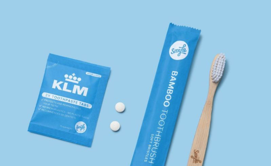 Smyle producten in KLM business class kits 