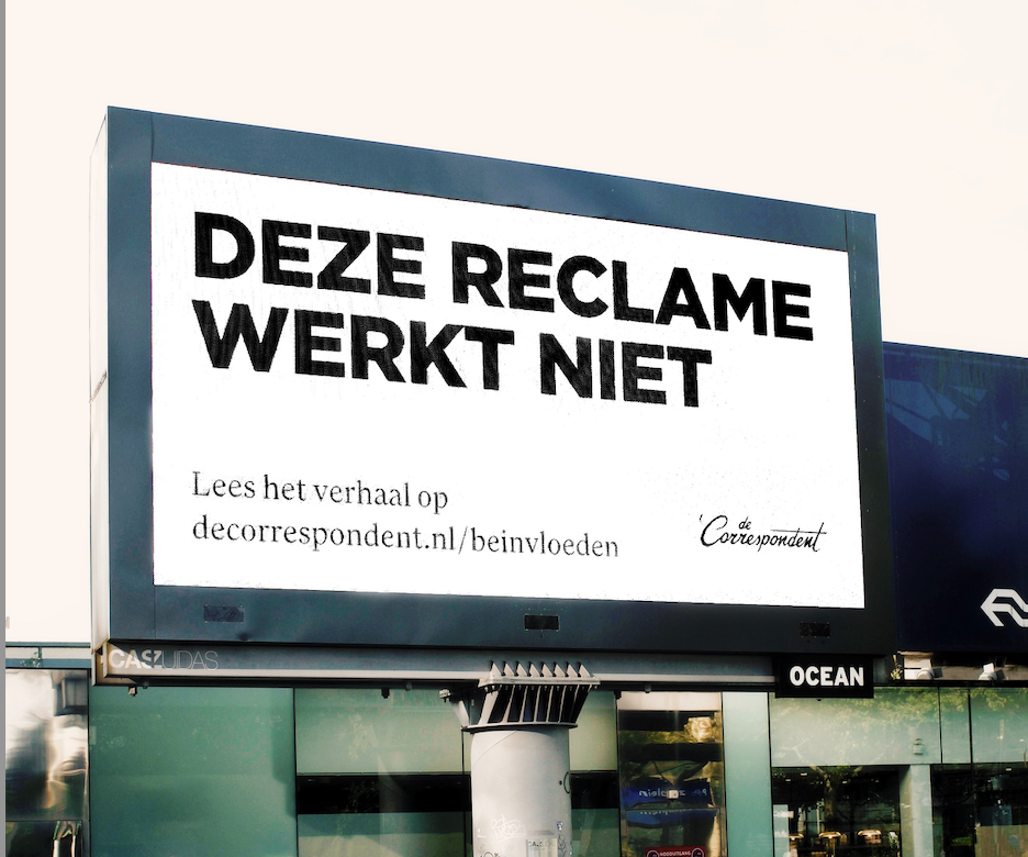 De Correspondent maakt reclame voor artikel over beïnvloeding: 'Deze reclame werkt niet'