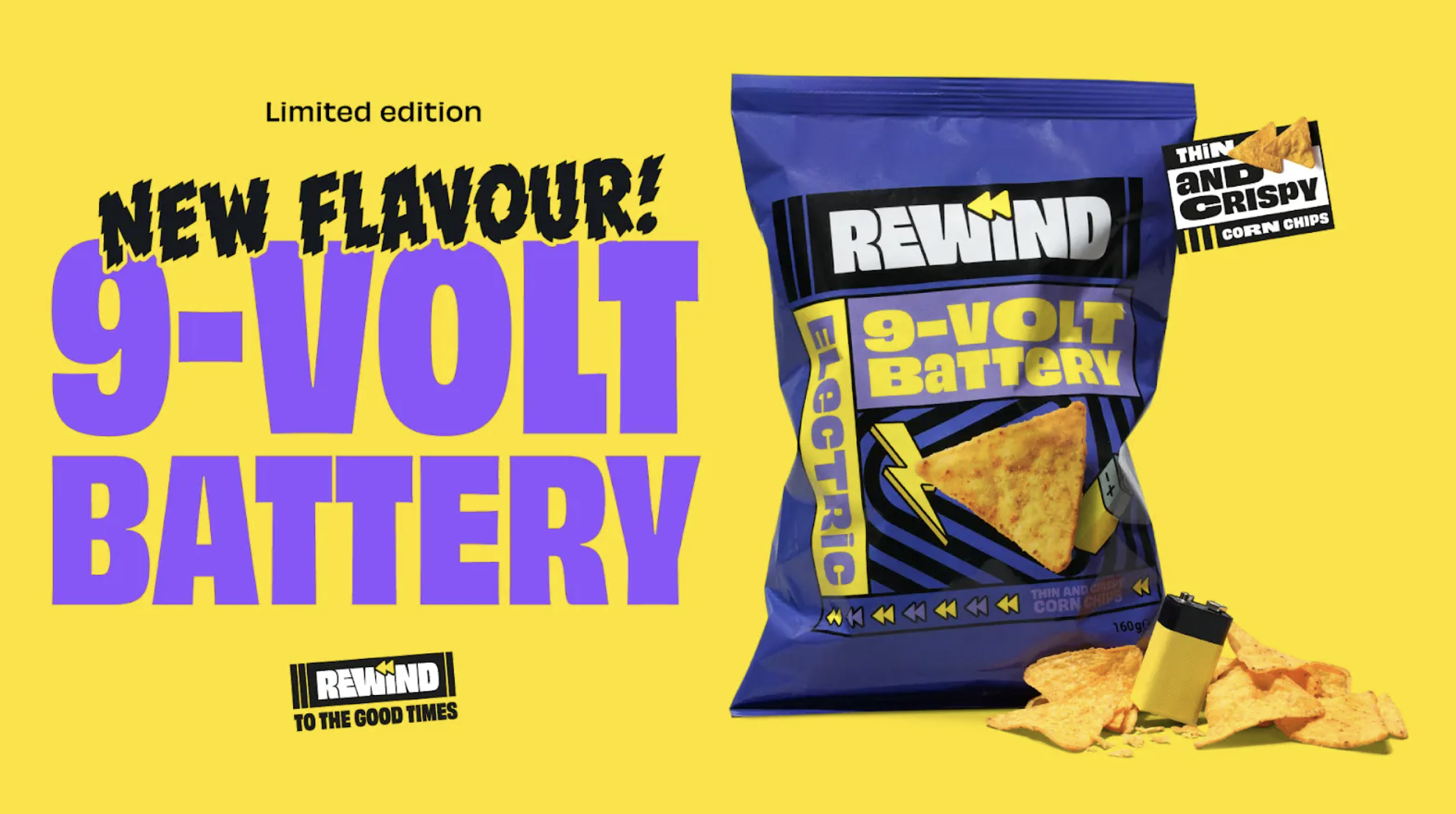 Rewind brengt chips met batterijsmaak op de markt