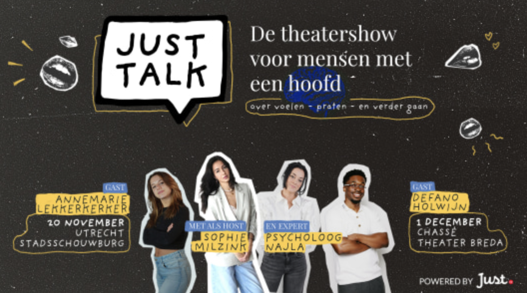 Just en [WERKTITEL] praten op podium over mentale gezondheid