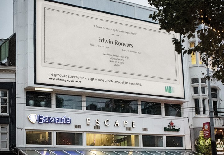 Gigantische rouwadvertenties brengen onbekende spierziekte onder de aandacht